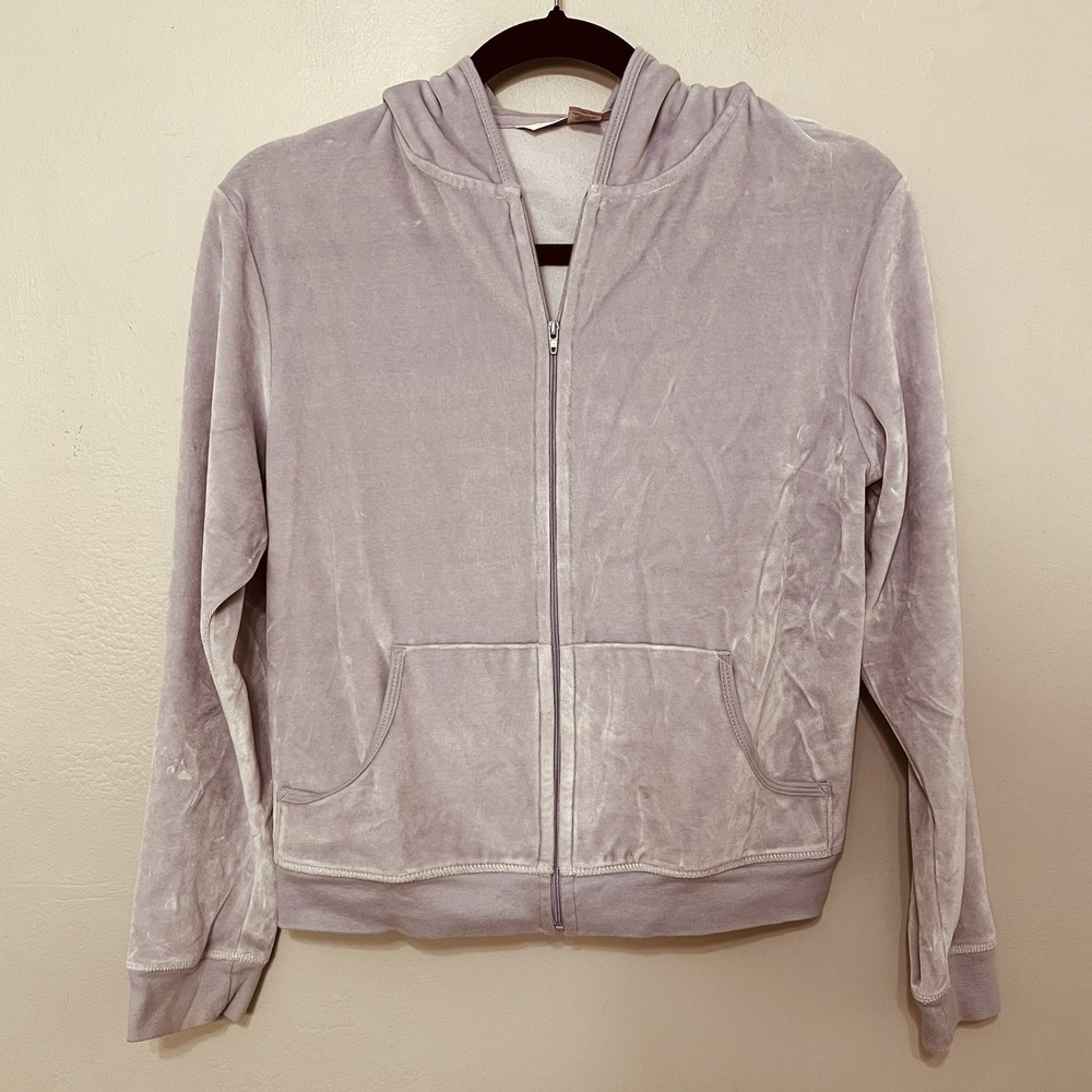 Victoria's Secret Women Lavender Velour Full Zip Hoodie Sweatshirt Size S